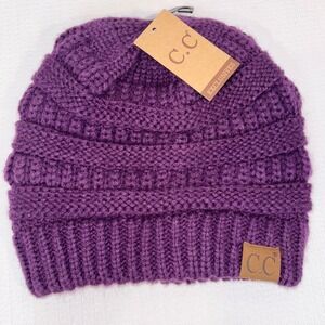 C.C‎ Exclusives Knit Beanie Hat Purple Winter Warm Cable Knit Cap